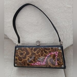 Debbie Brooks Black Silver Gem Clasp Handbag Cheetah Shoe Floral Crystals. FL